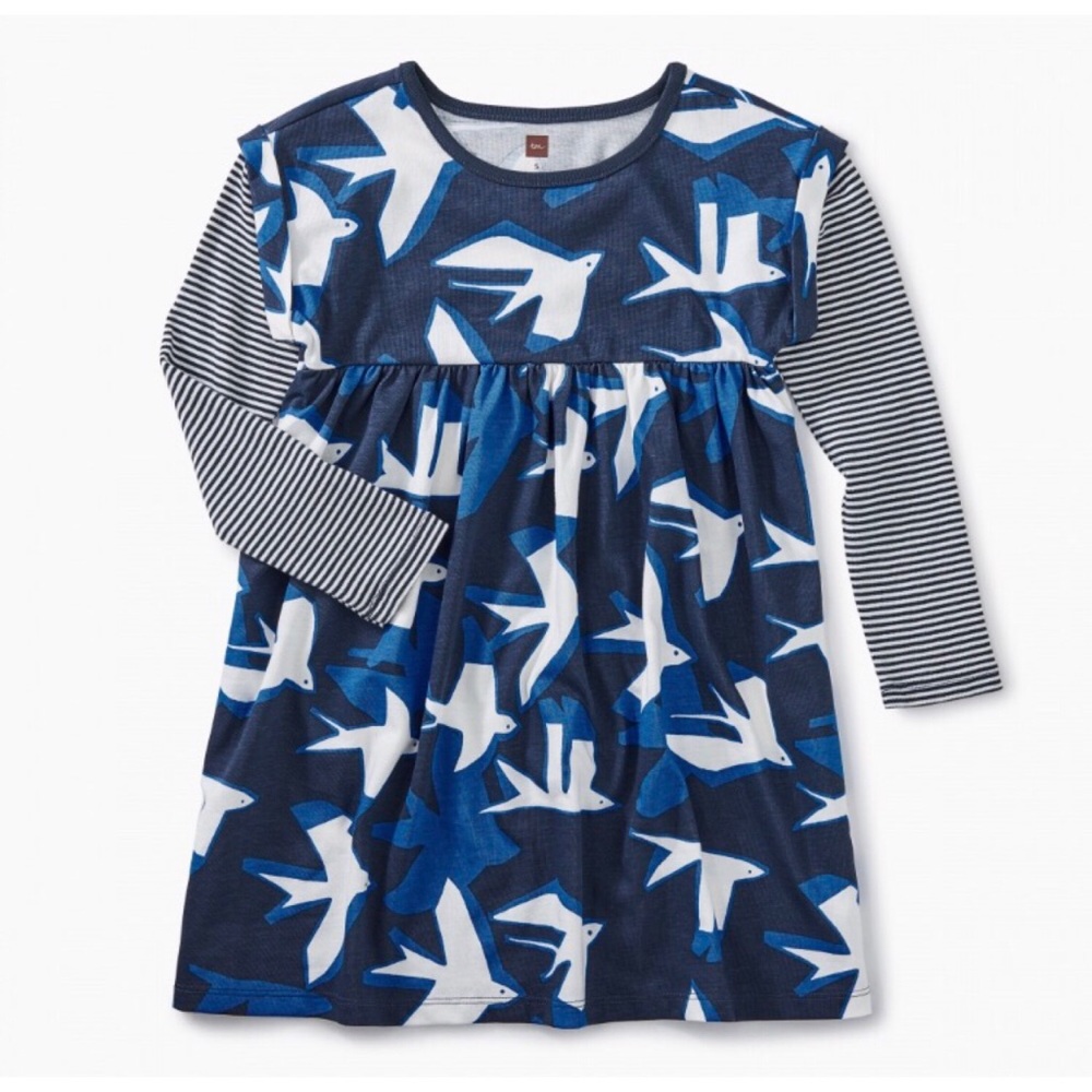 Tea Collection Sea Birds Long Sleeve Dress